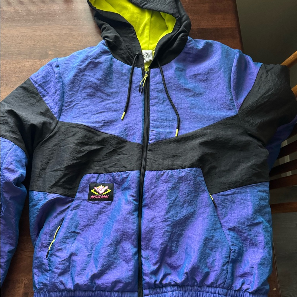 Vintage Blue and Black Windbreaker Jacket Dutch Bros